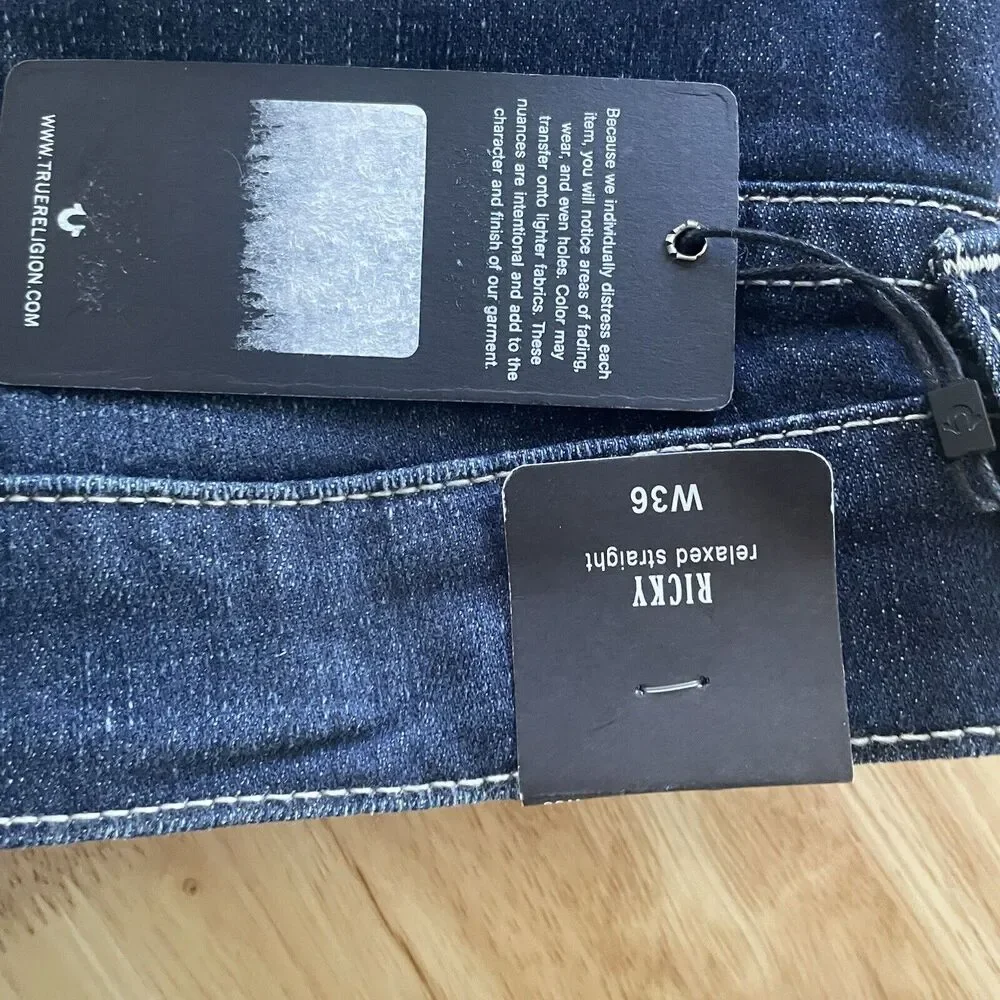True Religion Shorts Ricky Denim Relaxed Straight‎ Flap Pockets Mens 36 New