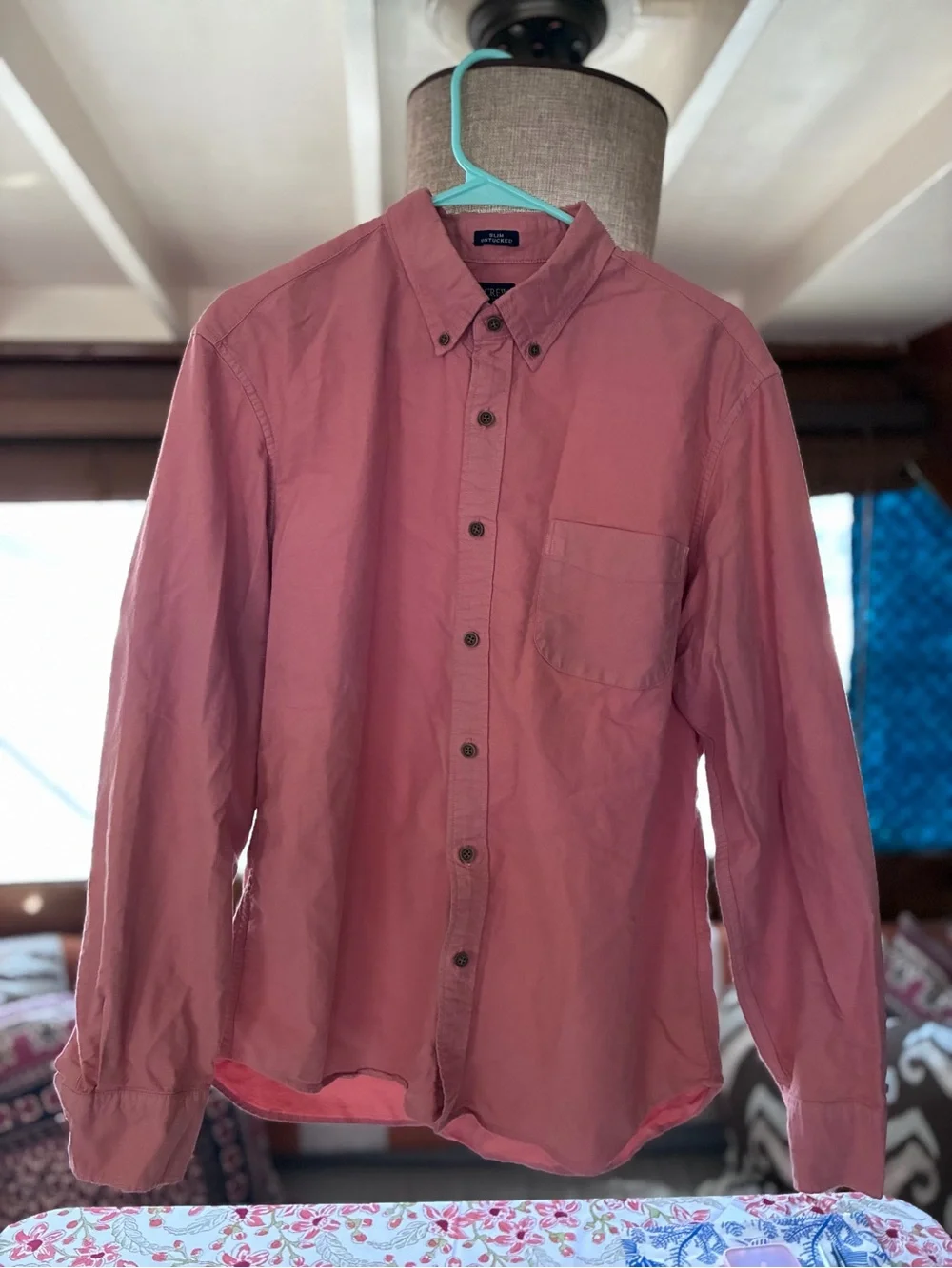 J.Crew Men's Button-Down Shirt - Dusty Rose size L 100% cotton