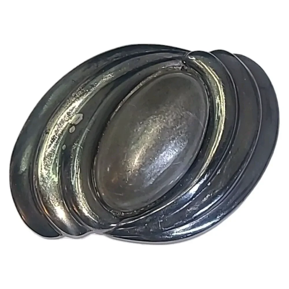 Vintage Designer‎ Artisan Lauren J Silvertone Modernist Belt Buckle