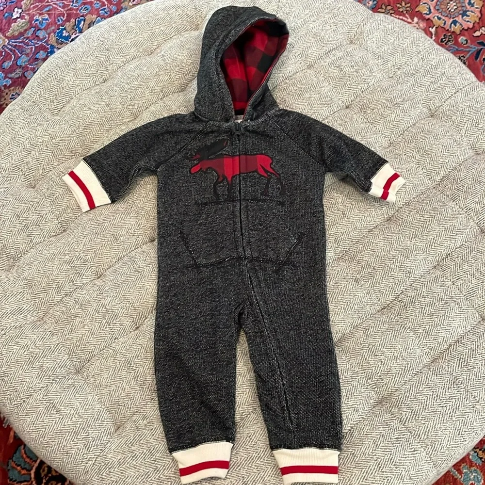 Hatley Heritage moose hooded one piece size 3-6 mths