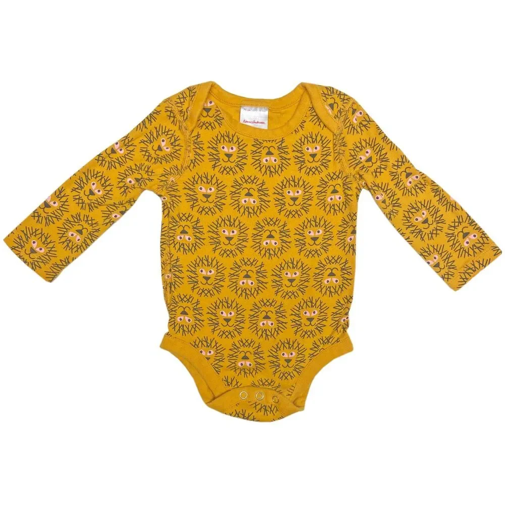 Hanna Andersson Long Sleeve Bodysuit Size 12-18 Months Yellow Friendly Lion
