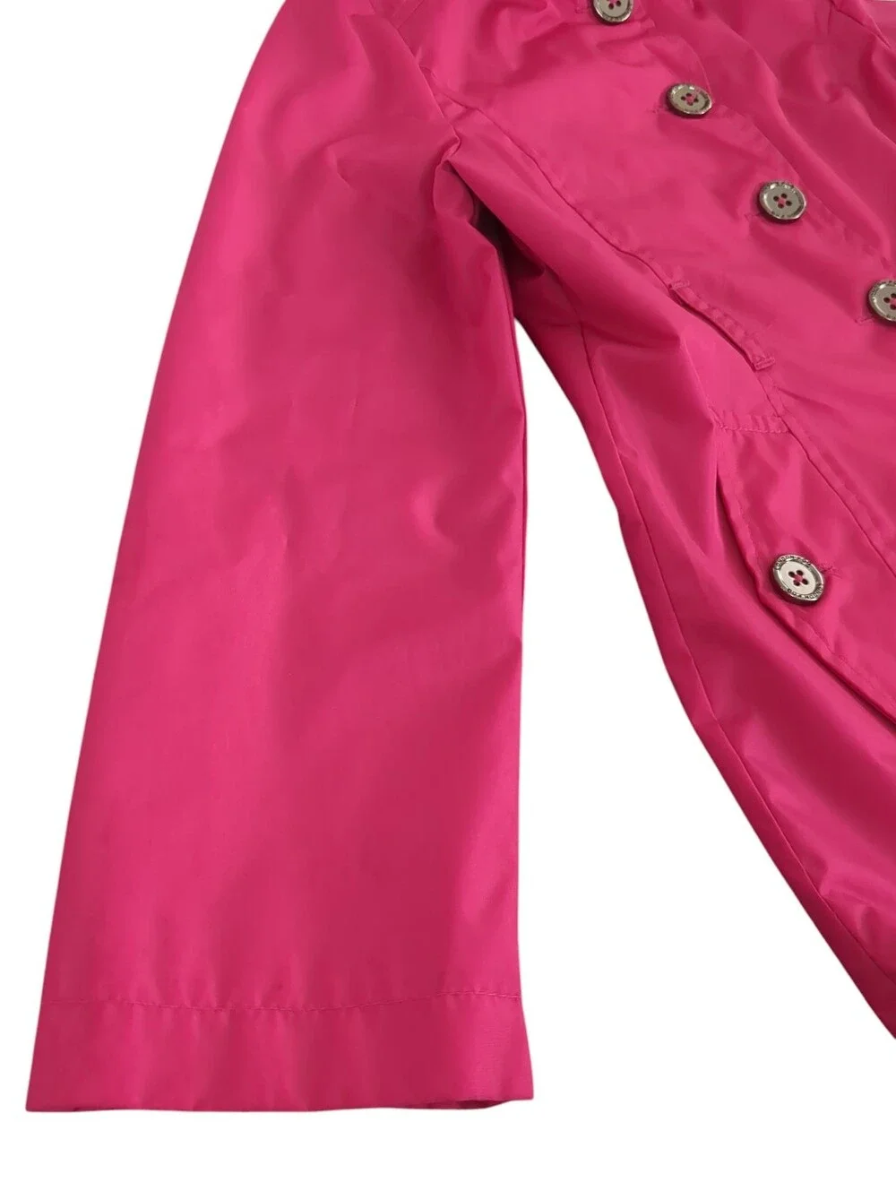 London Fog Girls Vibrant Pink Hooded Button Front Rain Jacket Size S/7/8