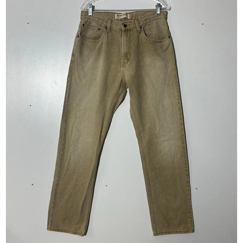 Levis 505 Regular Fit Jeans Mens 34x34‎ Brown Tan Straight Leg Denim Pants M44