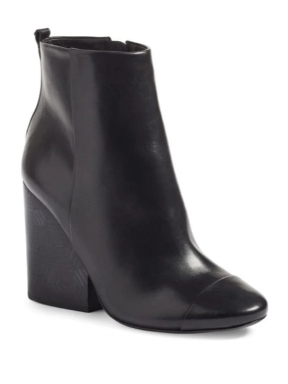 TORY BURCH Grove Ankle Boot Bootie Black Leather Size 6 Chunky Block Heel