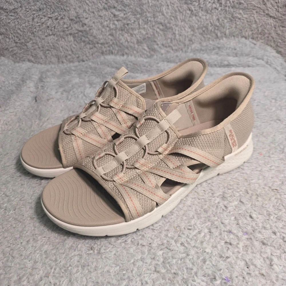 Skechers Slip-ins On-the-GO Hands Free GO Walk Flex Sandals Tan 11‎ NEW