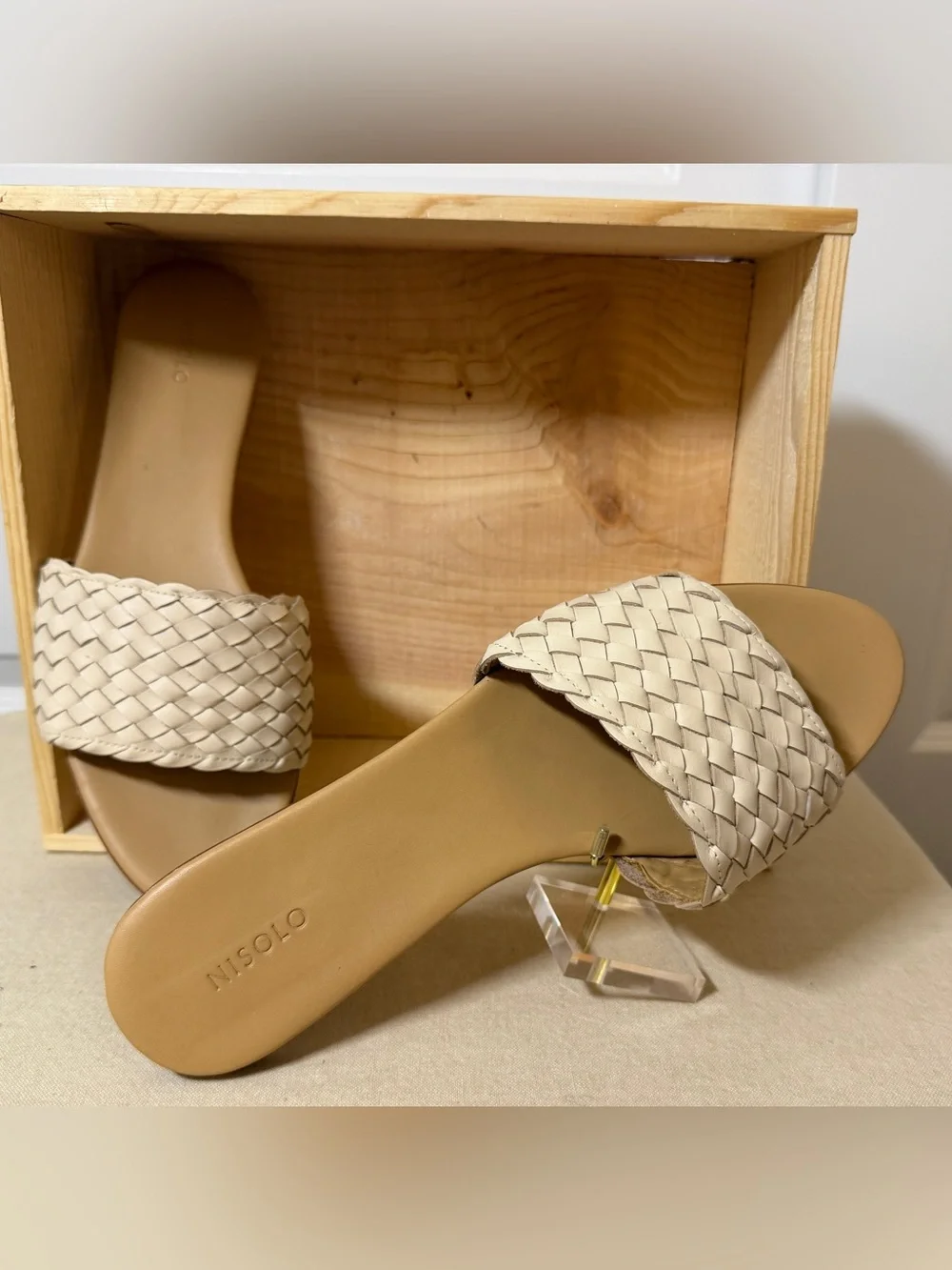 Nisolo Isla LeatherWoven Slide Sandals - White - Size 11
