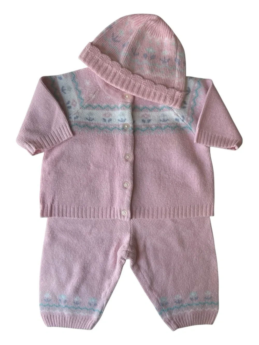 Vintage 90s Fair Isle Baby Outfit