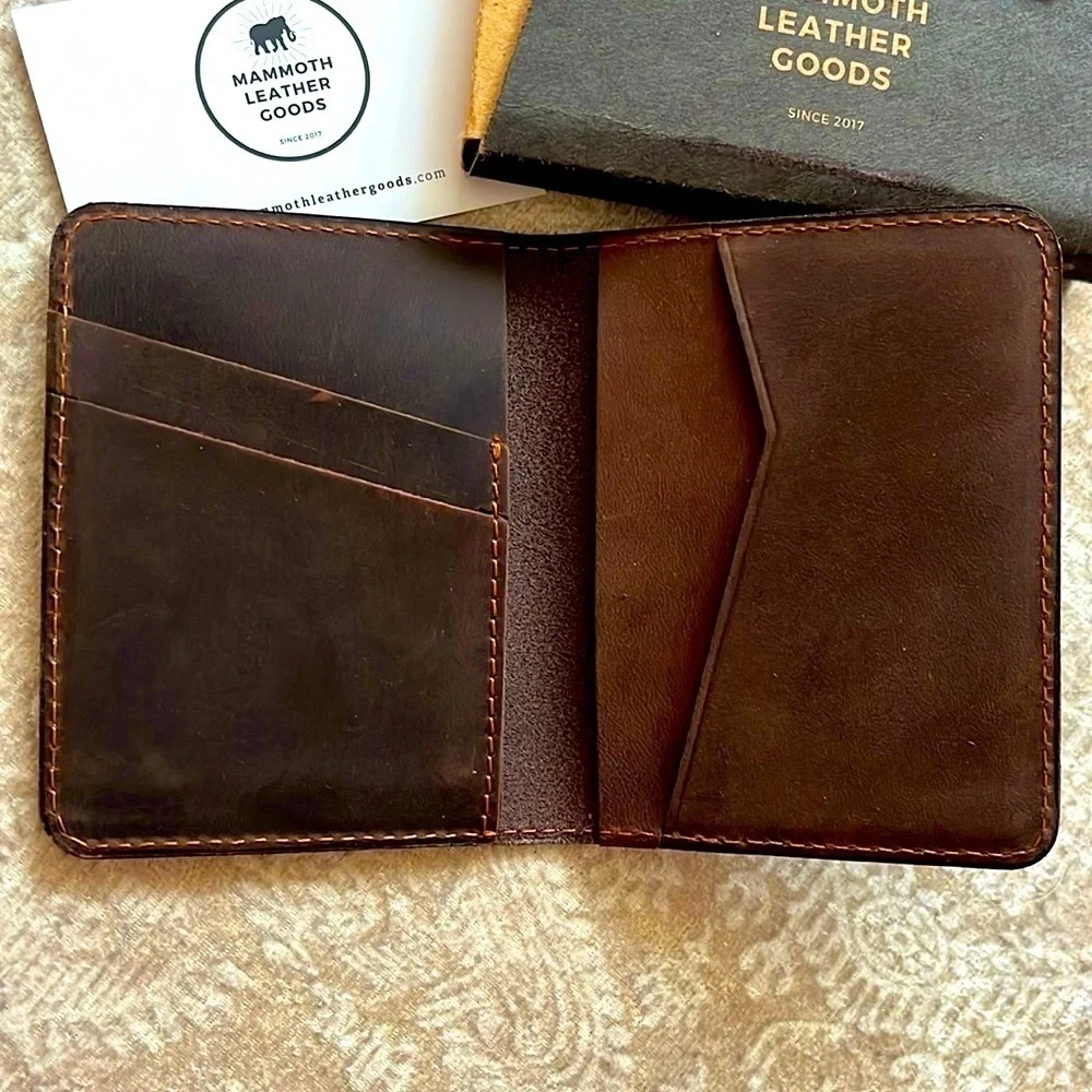 Brand New Genuine Leather Brown Slim Bifold Wallet Card Holder Handmade
