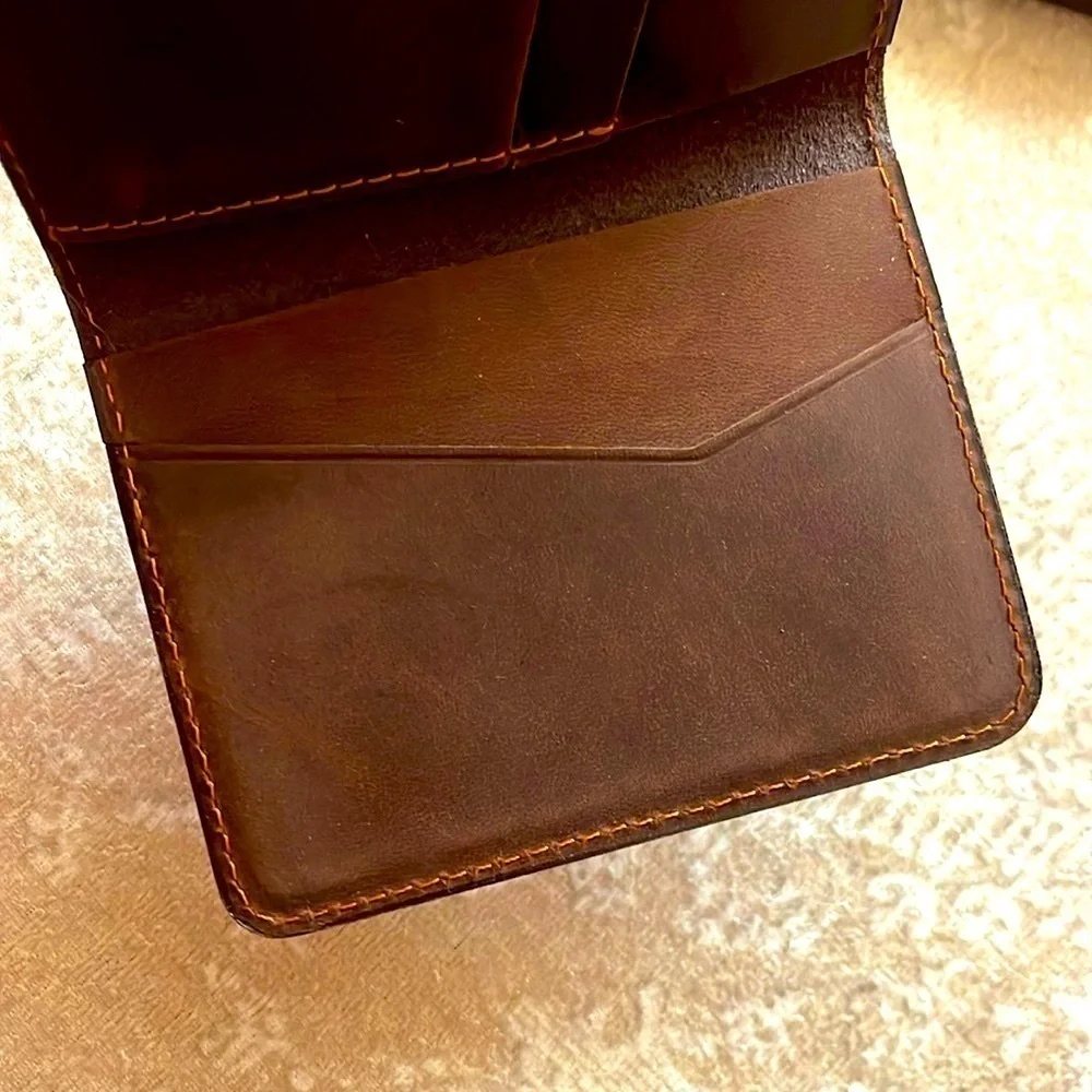 Brand New Genuine Leather Brown Slim Bifold Wallet Card Holder Handmade