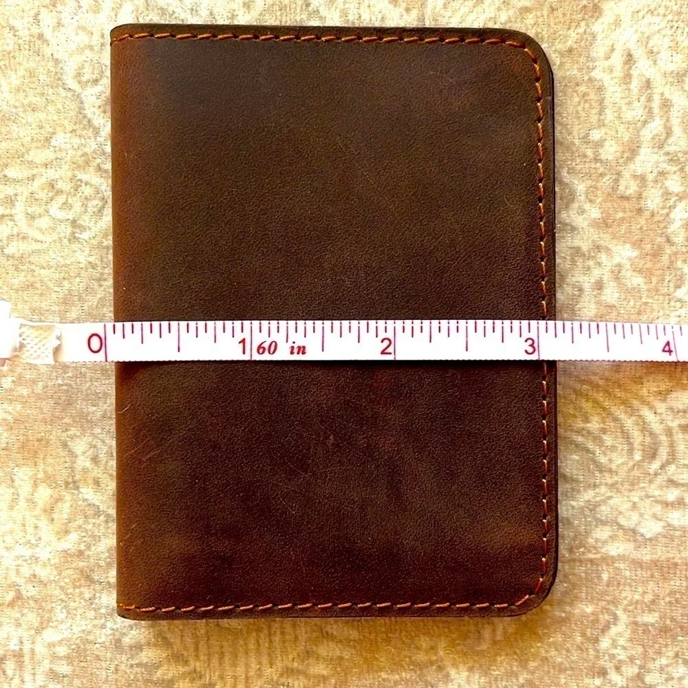 Brand New Genuine Leather Brown Slim Bifold Wallet Card Holder Handmade
