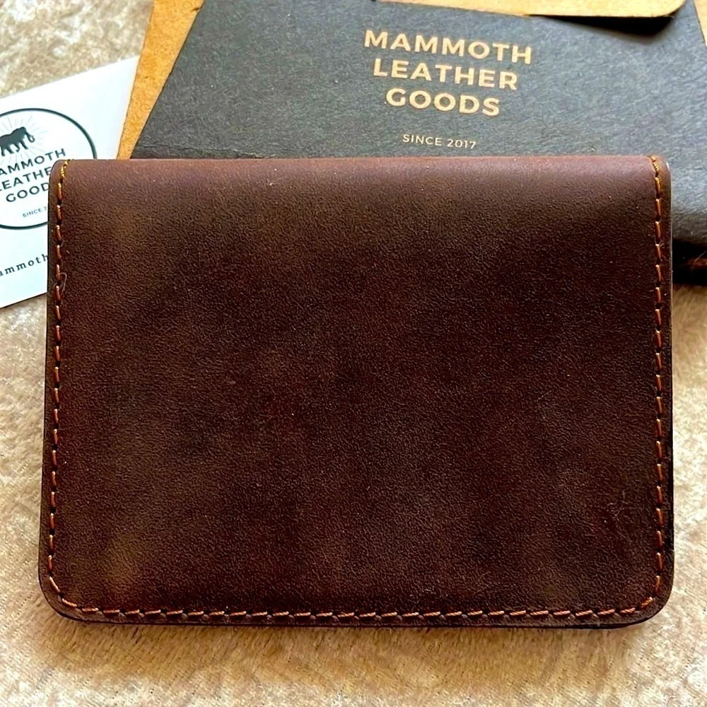 Brand New Genuine Leather Brown Slim Bifold Wallet Card Holder Handmade