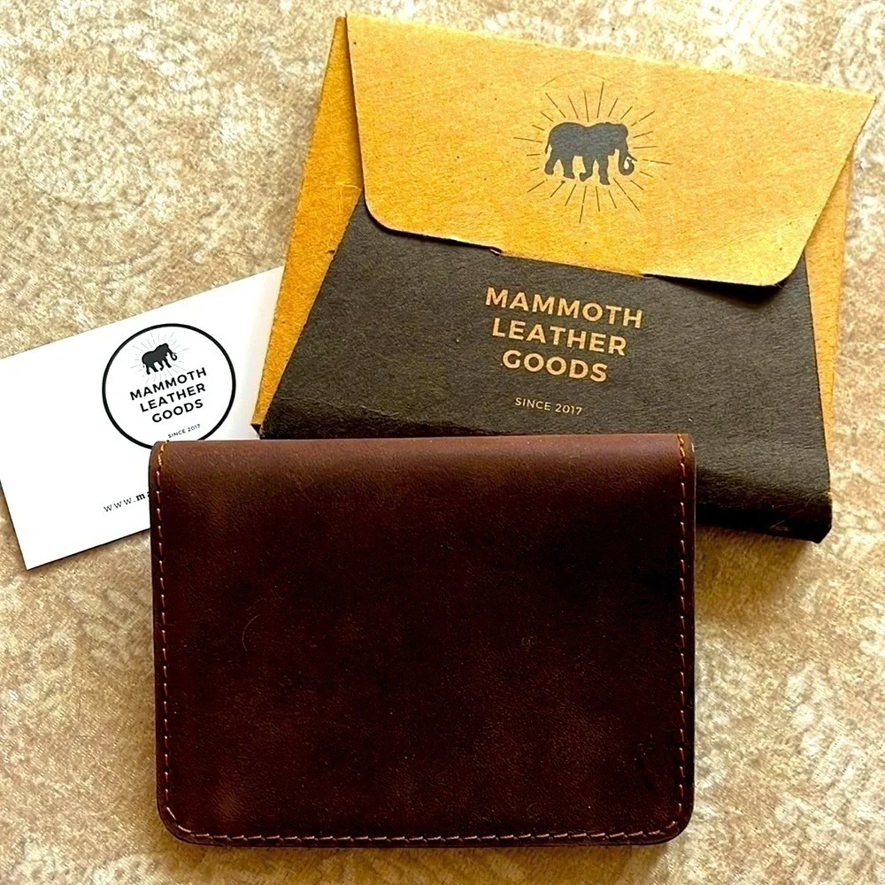 Brand New Genuine Leather Brown Slim Bifold Wallet Card Holder Handmade