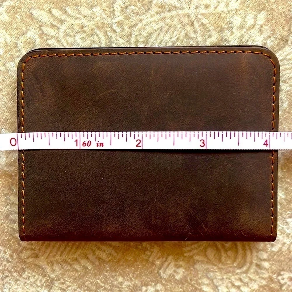 Brand New Genuine Leather Brown Slim Bifold Wallet Card Holder Handmade