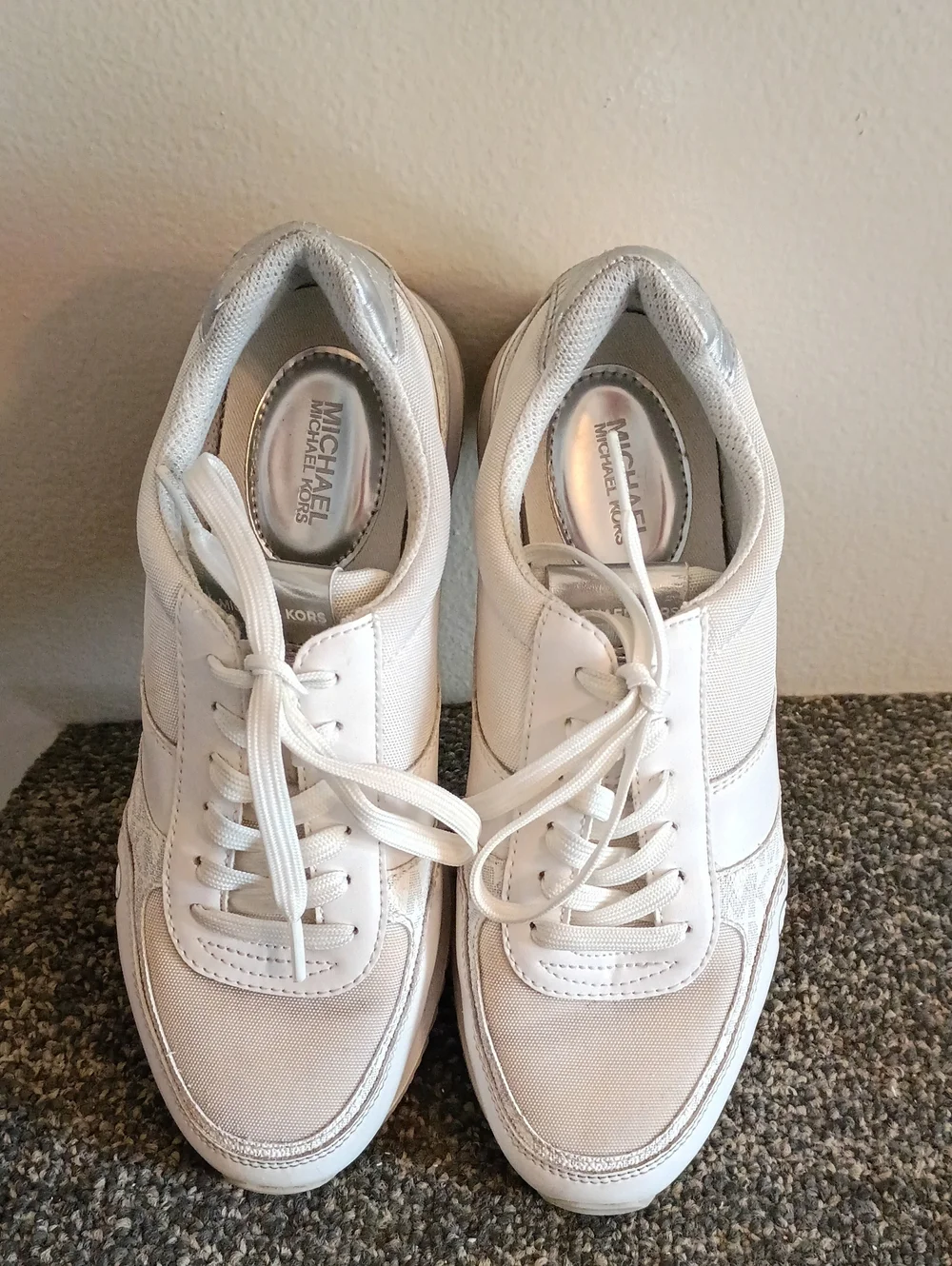 Michael Kors Andi Trainers All-White Lace-Up Low Top Sneakers Size 7
