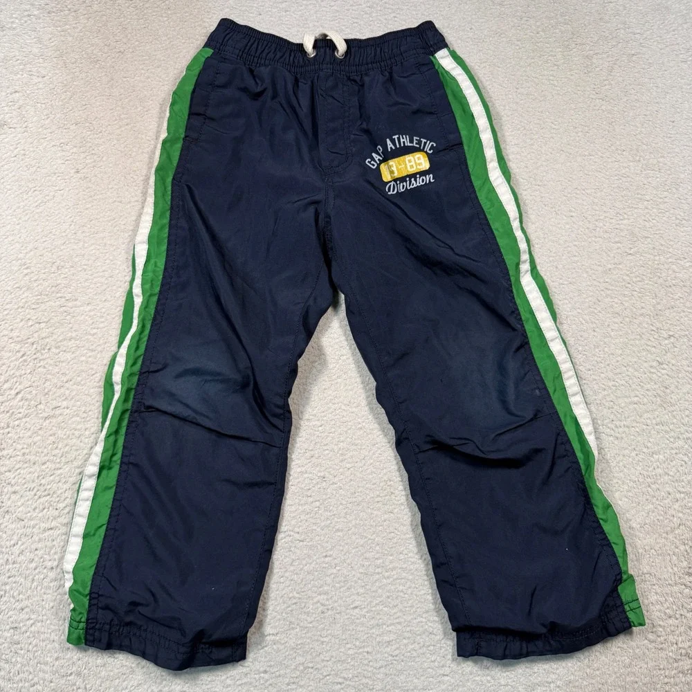 Vintage Y2K Baby Gap Track Pants Toddler 3T Navy Blue Striped Athletic Lined