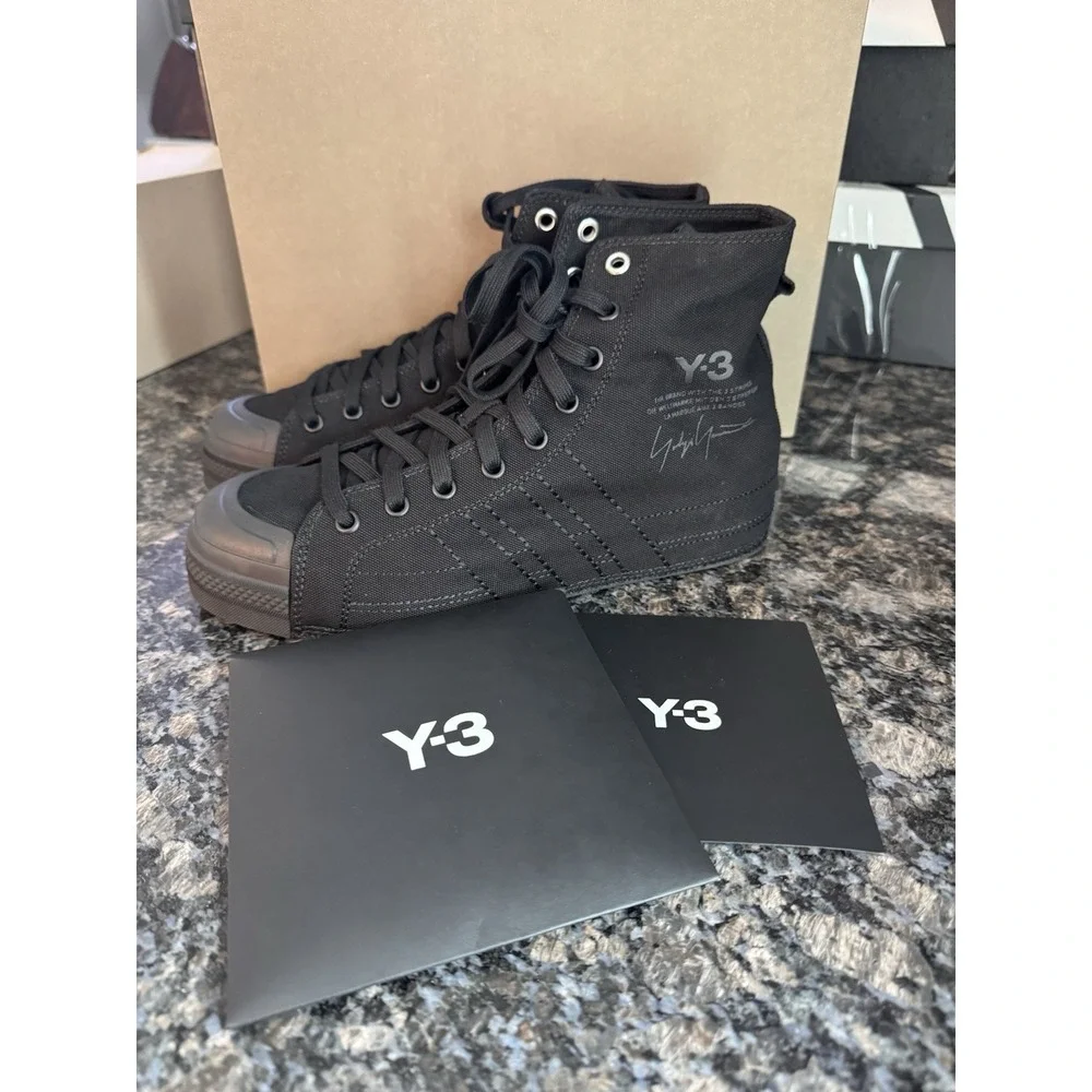 Y-3 Nizza High Black Canvas Yohji Yamamoto Sneakers IG4084 Mens 8