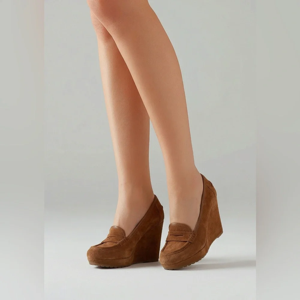 Michael Kors Brown Suede Penny Loafers
