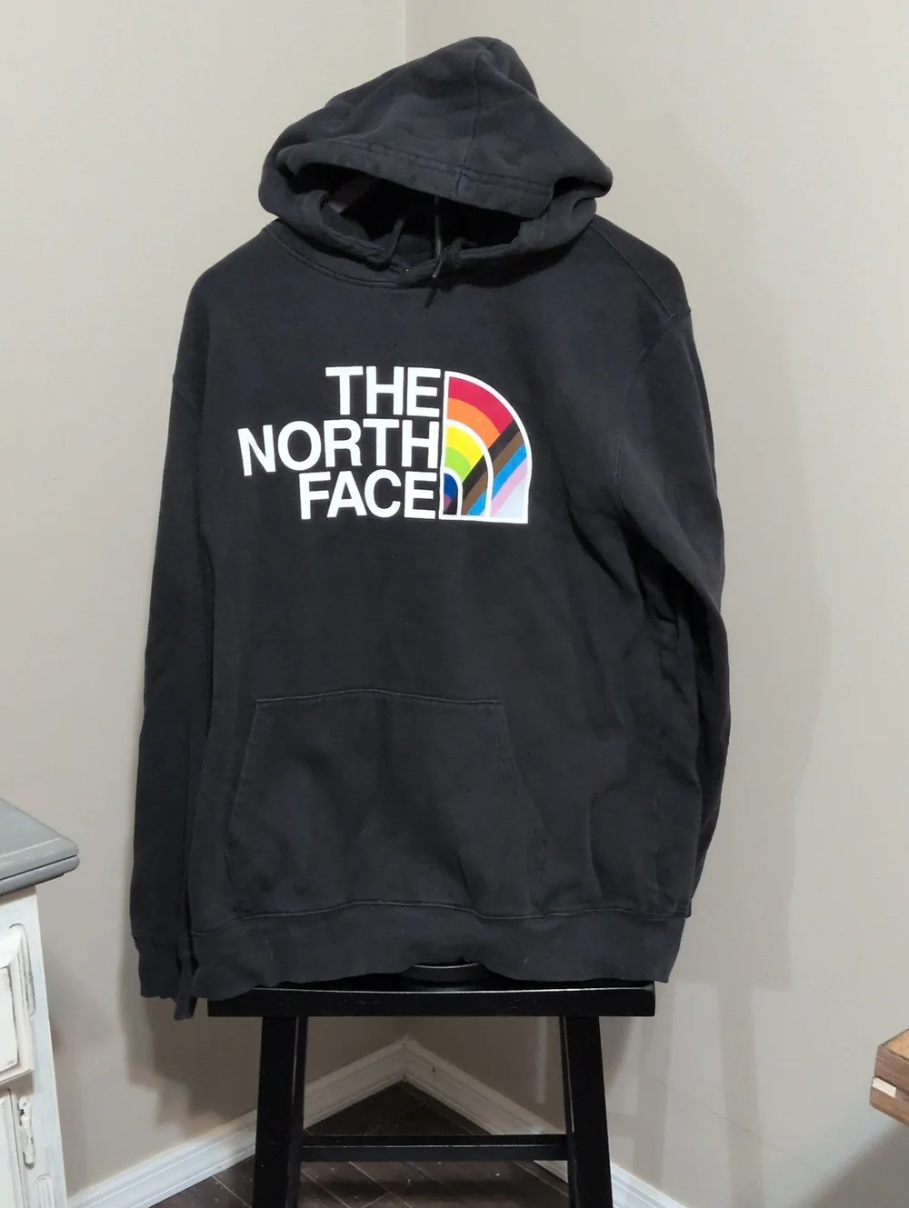 The North Face Black Hoodie with Rainbow Arch Logo