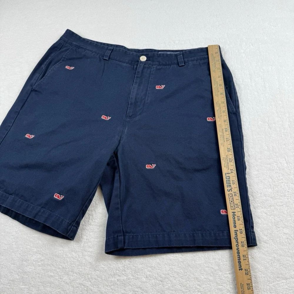 Vineyard Vines Breaker Chino Shorts Men's 36 Navy Blue Whale Red Embroidered