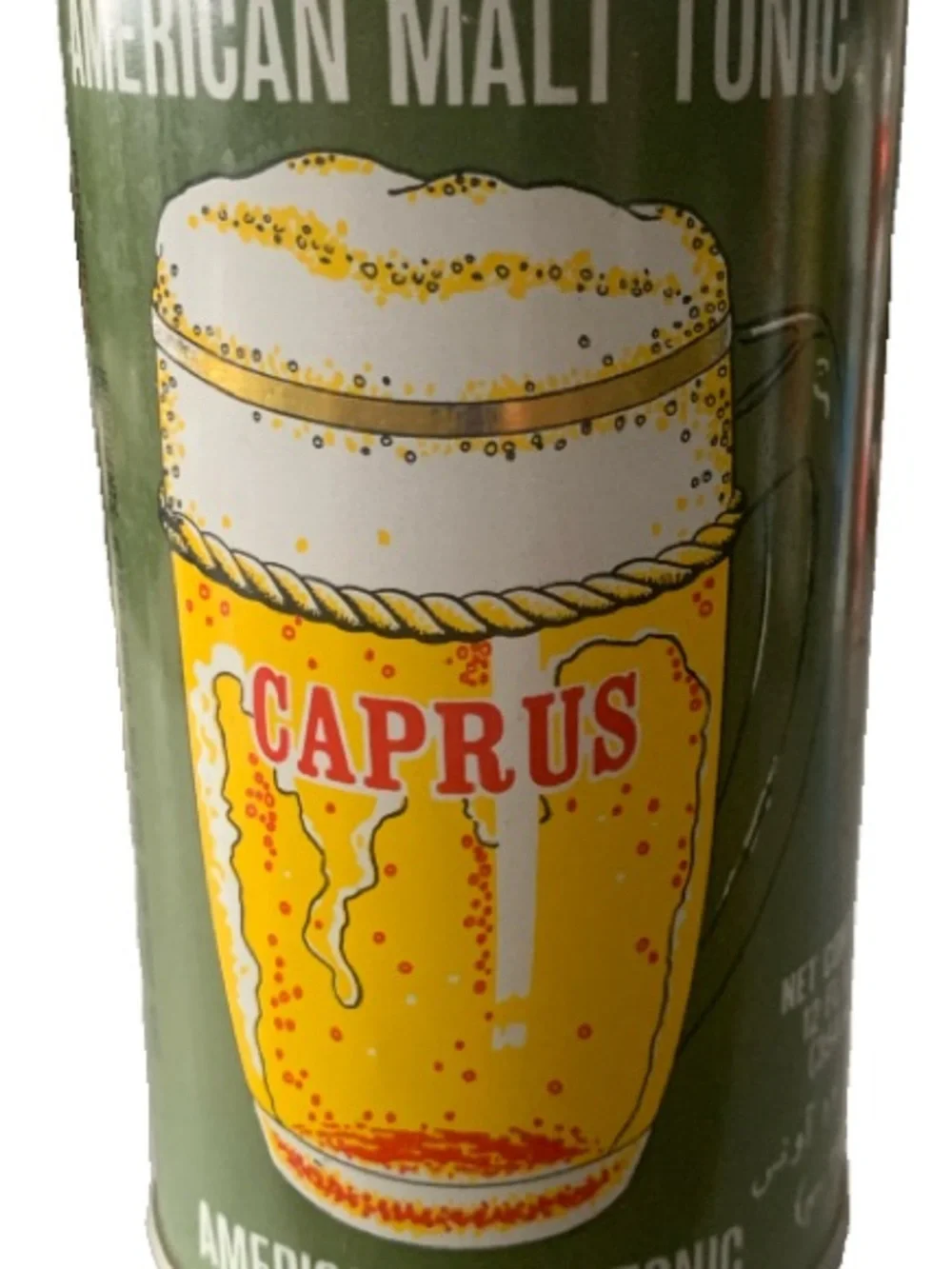 Vintage Beer Can Caprus American Malt Tonic Tab Empty For Export to Middle East