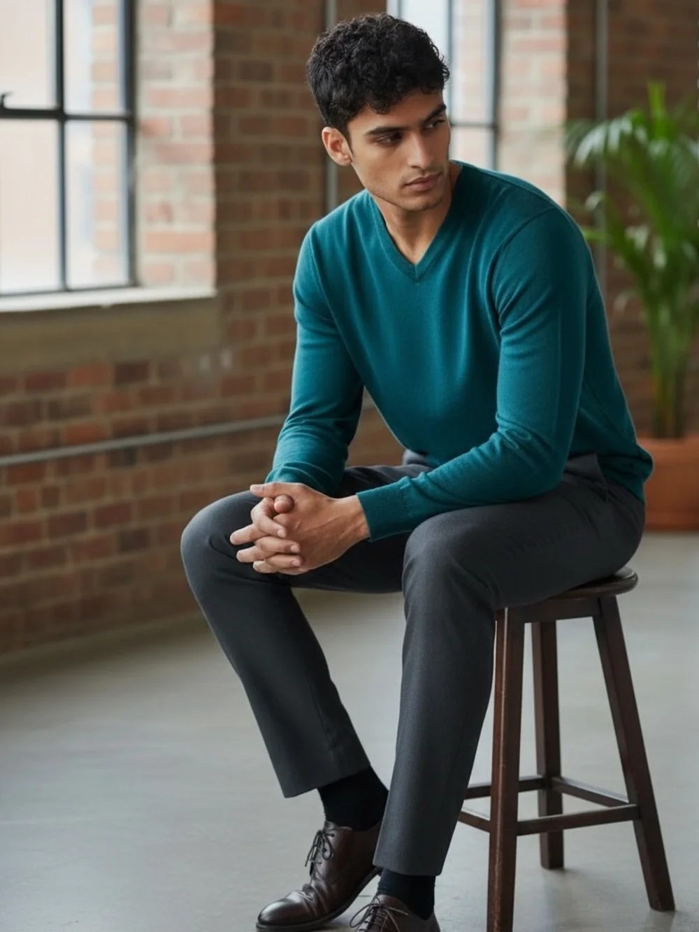 BANANA REPUBLIC Men’s sz Medium V Neck Luxury Sweater Silk Cotton Cashmere
