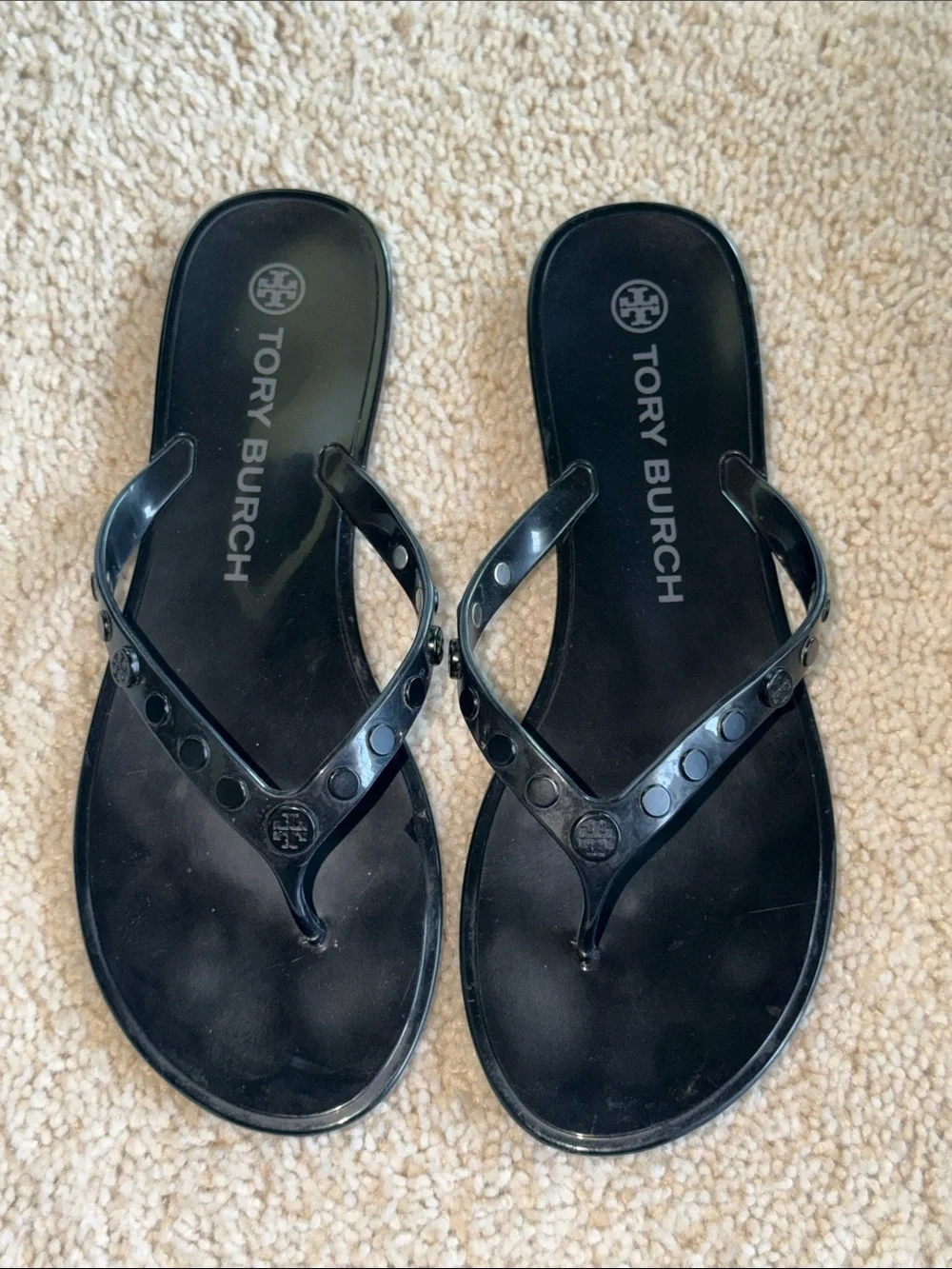 $35 THIS WEEKEND ONLY!!! Tory Burch Black Jelly Thong Sandals with Logo