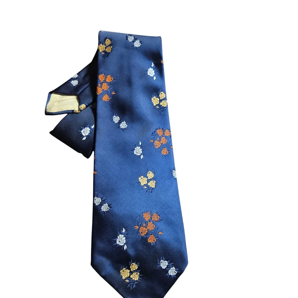 Vintage Christian Dior‎ Monsieur Floral Rose Embroidered Tie Necktie Luxury