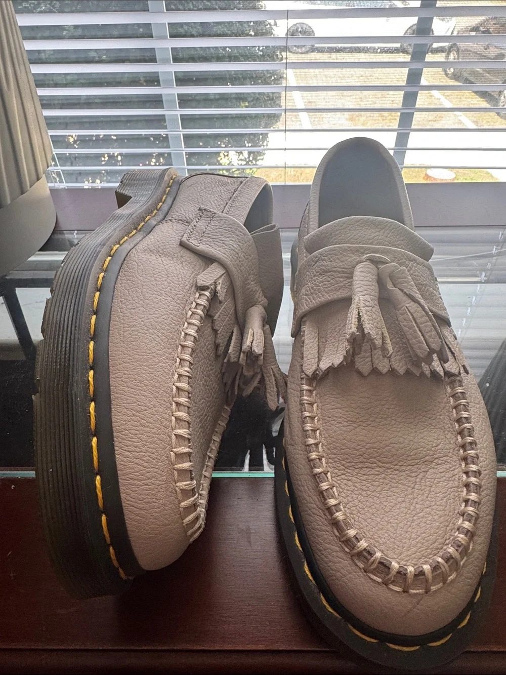 Women’s Dr Martens Taupe Leather Tassel Loafers
