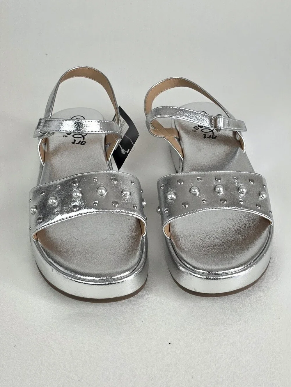 Art class Girls Silver Studded Ankle-Strap Sandals!