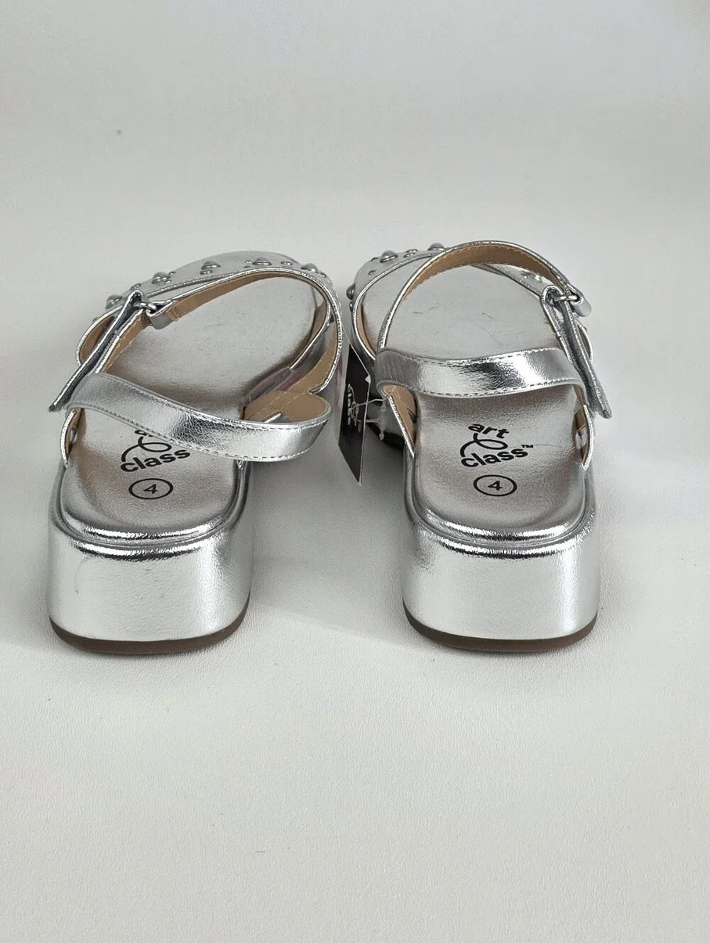 Art class Girls Silver Studded Ankle-Strap Sandals!