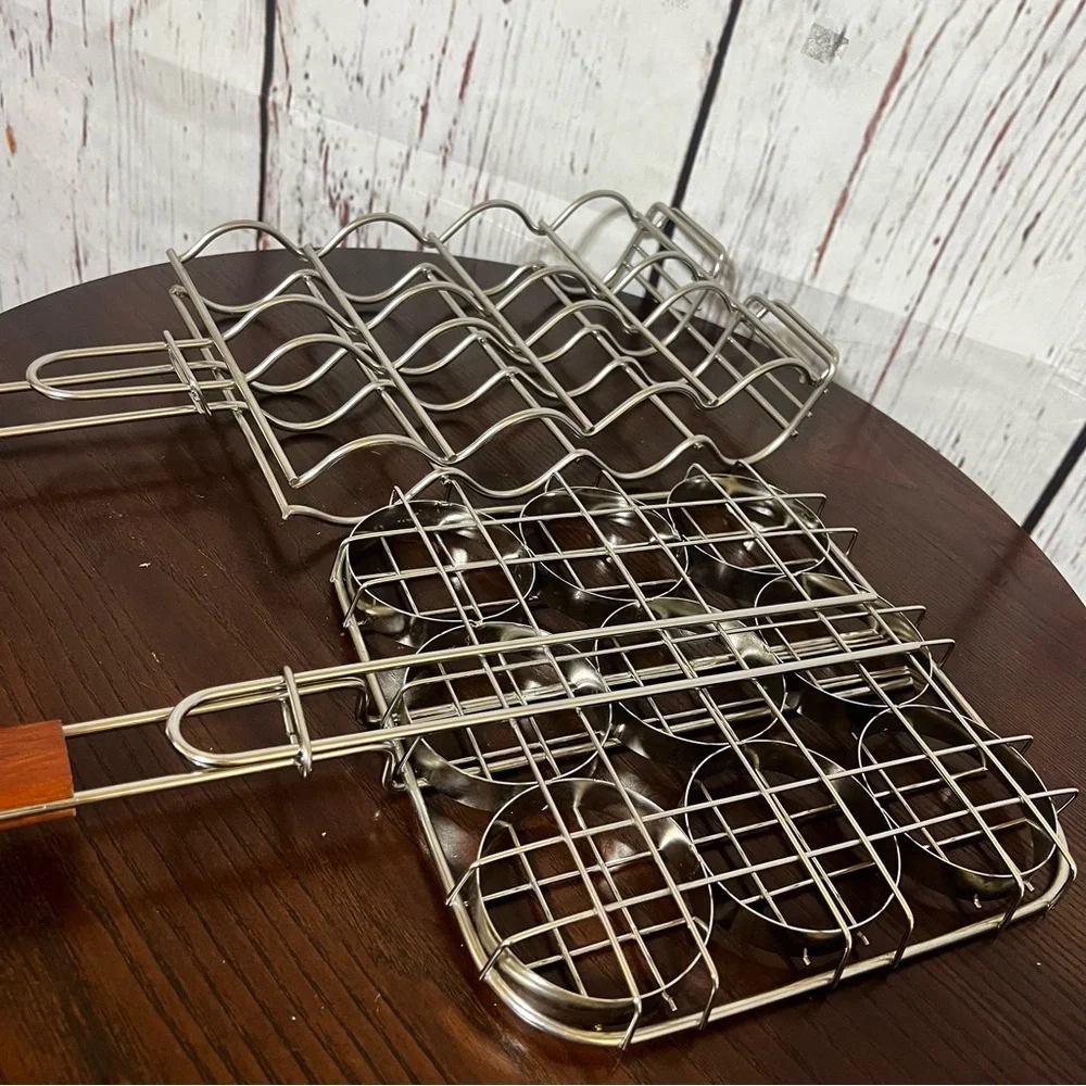 Sur La Table Stainless Steel BBQ Grill Baskets 9 burger sliders 4 corn on a cob