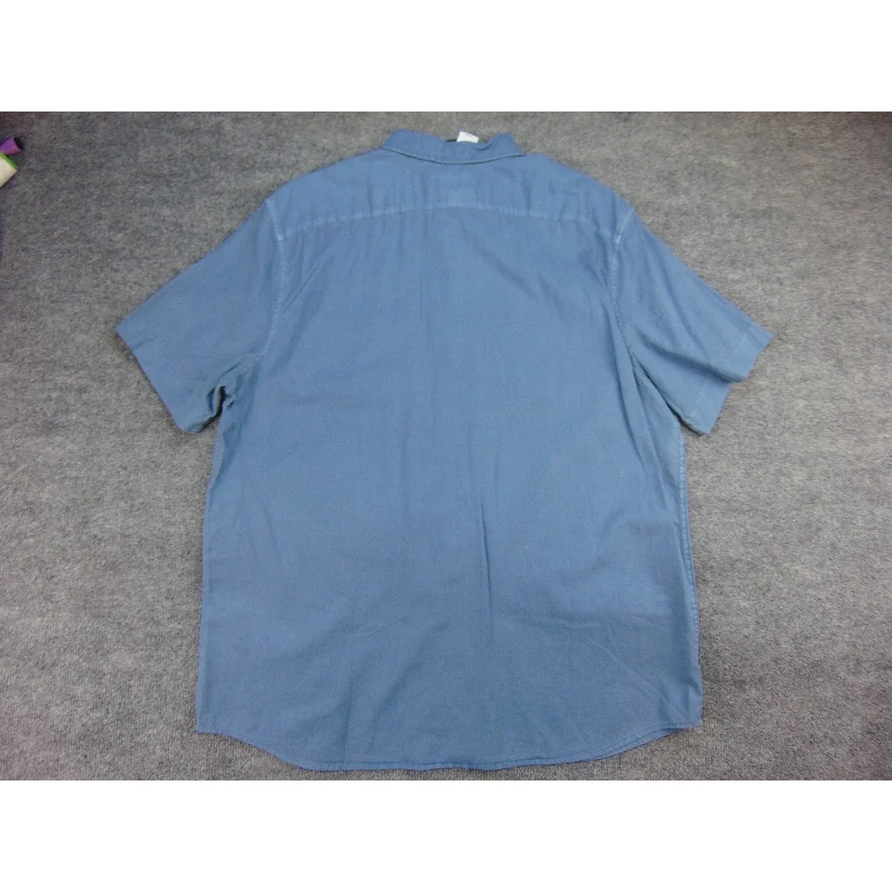 Banana Republic‎ Shirt Mens XL Slim Fit Blue Solid Short Sleeve Button Down