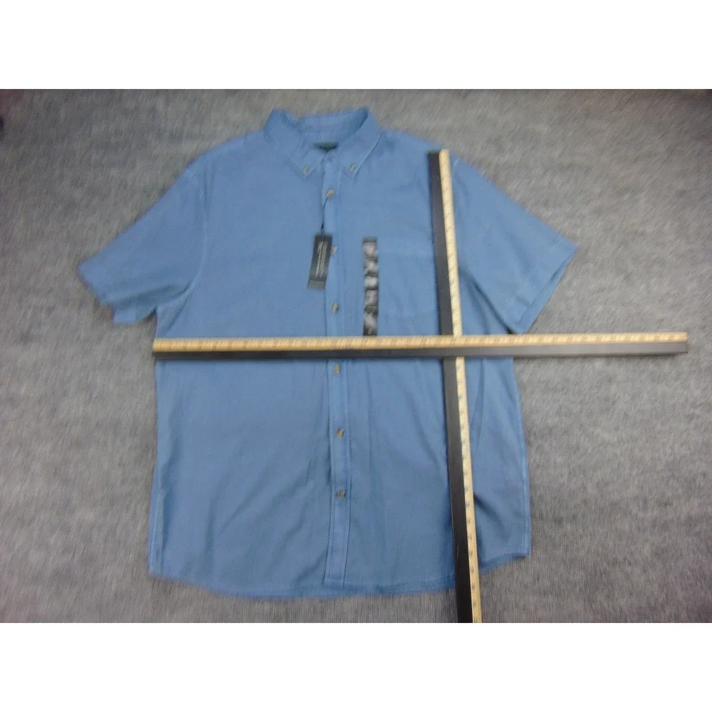 Banana Republic‎ Shirt Mens XL Slim Fit Blue Solid Short Sleeve Button Down