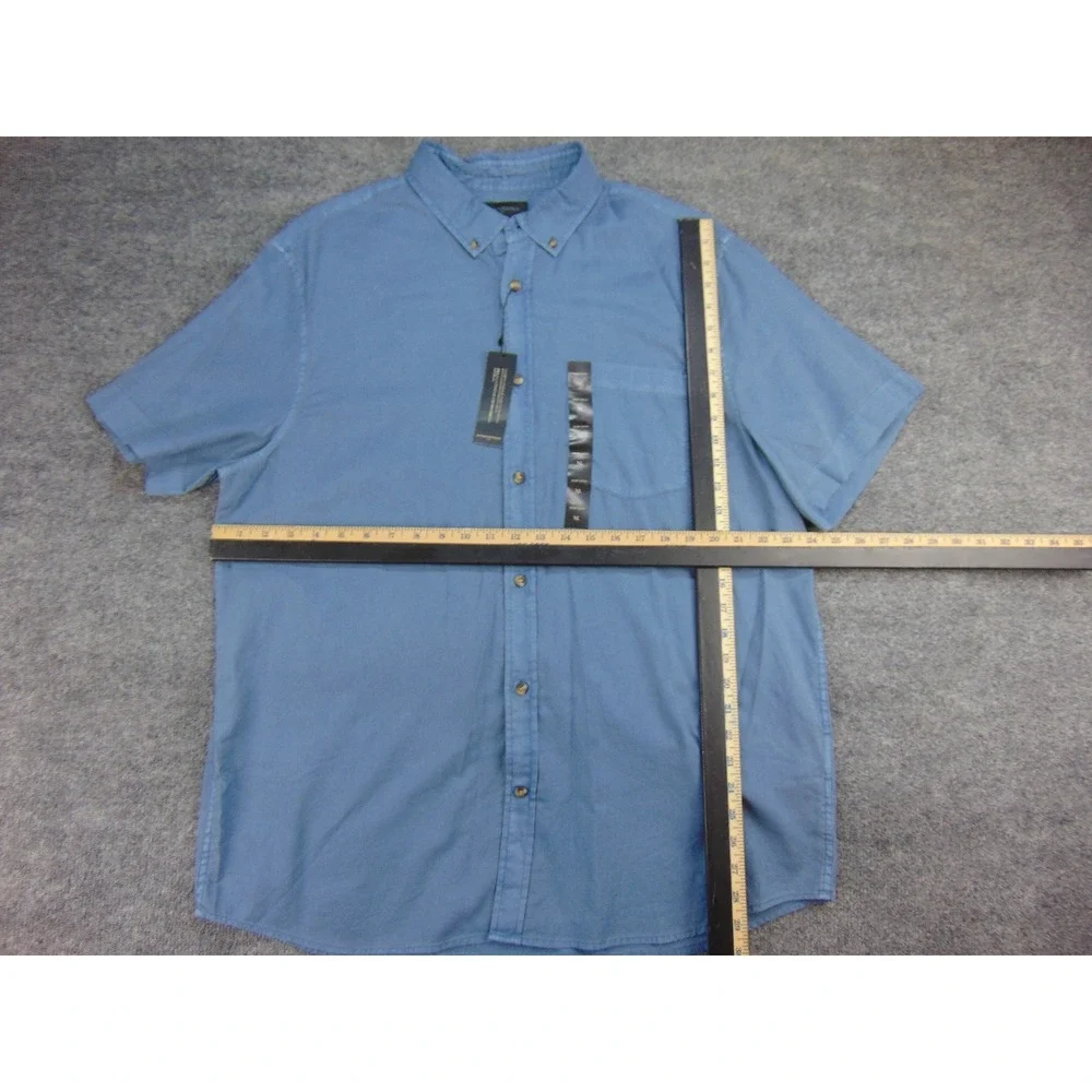 Banana Republic‎ Shirt Mens XL Slim Fit Blue Solid Short Sleeve Button Down