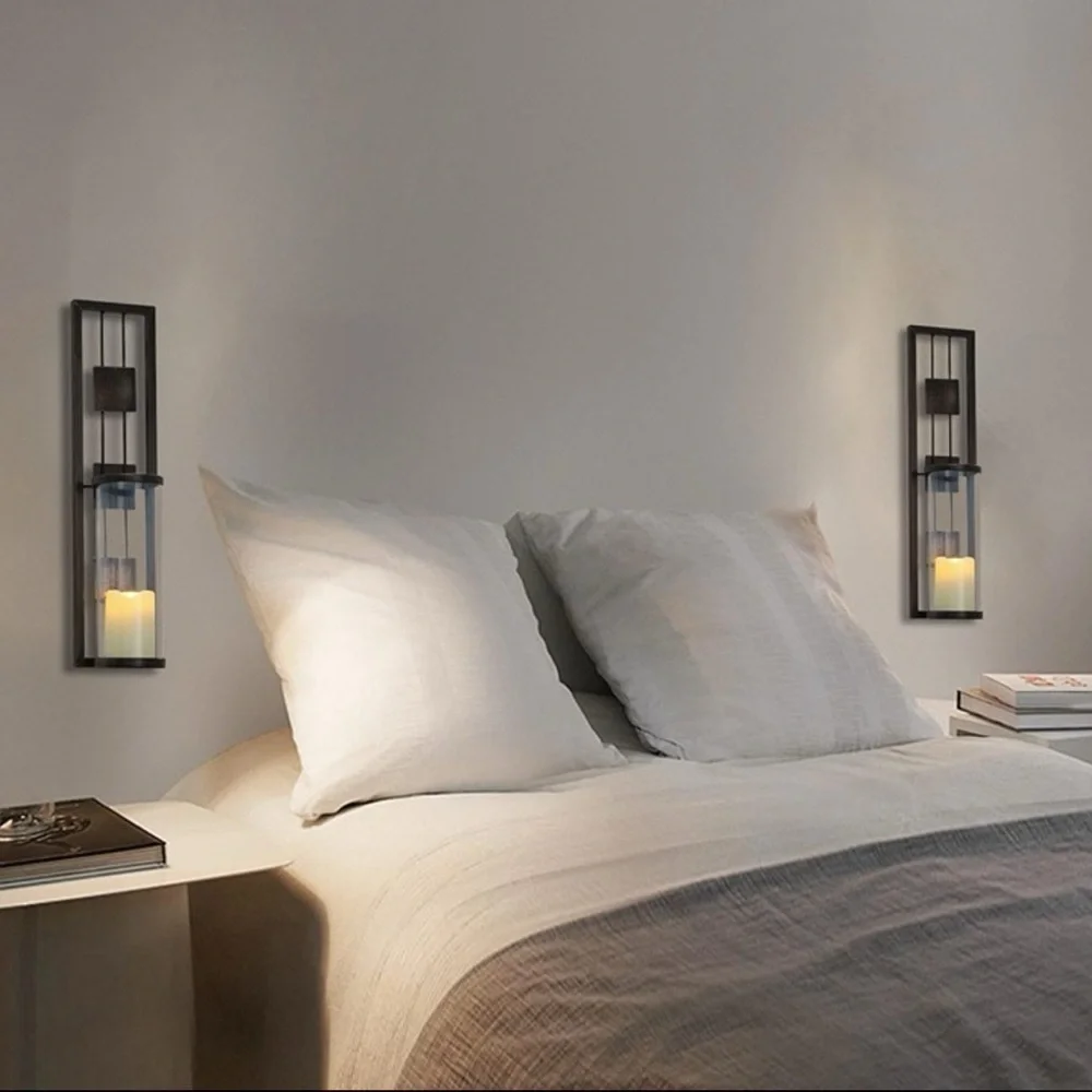 Wall Sconce Candle Holders Set of 2 Metal Wall Decor for Living Room, Bathroom,