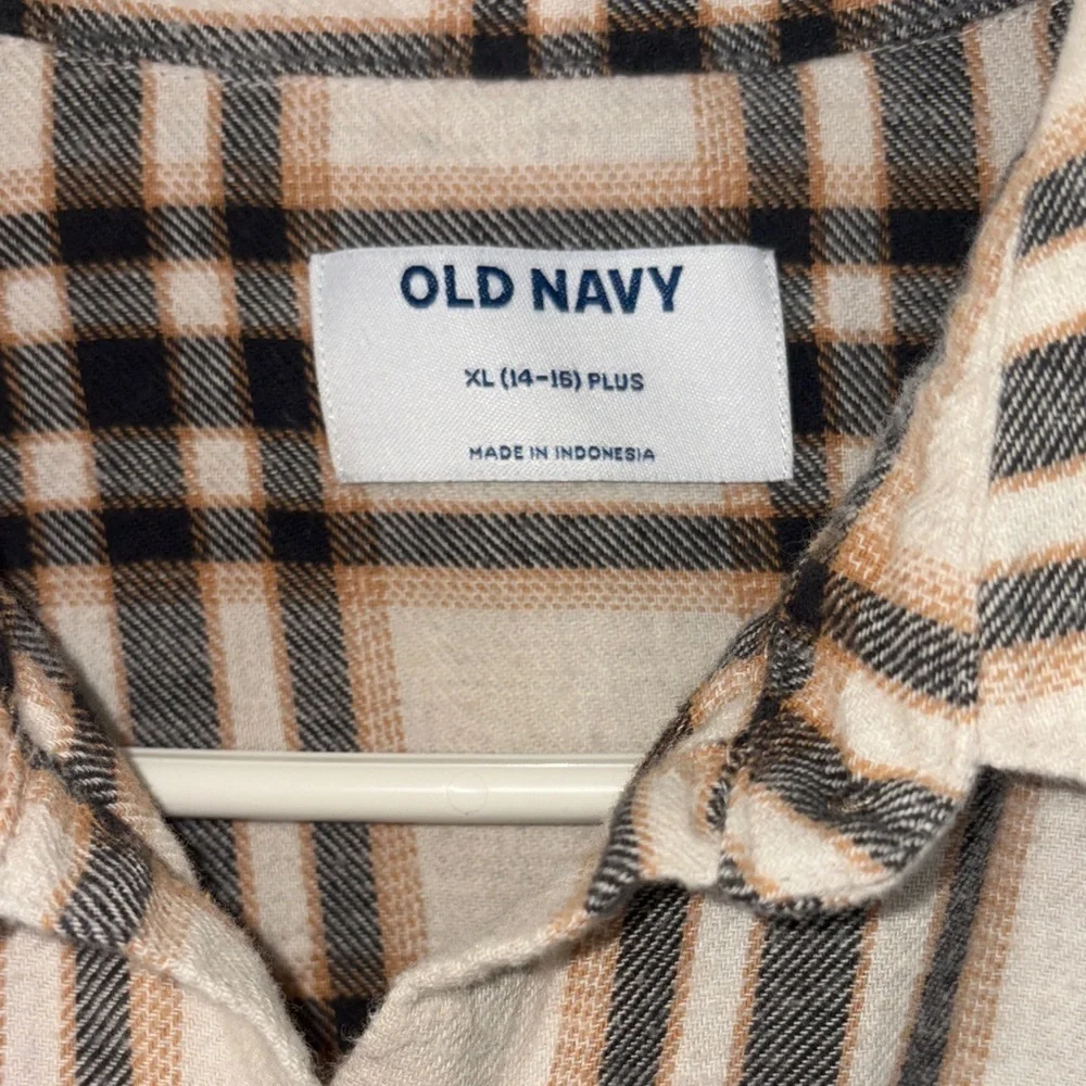 Old Navy Plaid Button Down Shirt - Black, Brown, White