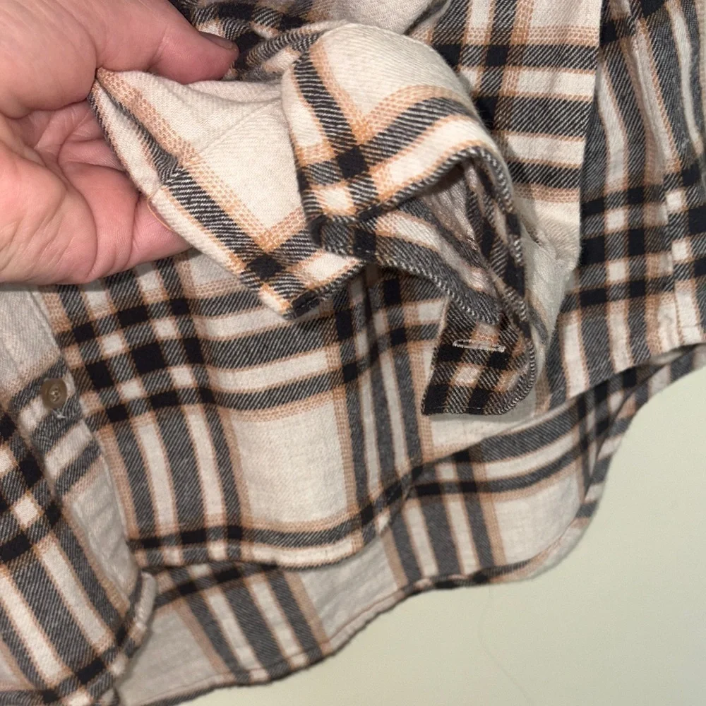Old Navy Plaid Button Down Shirt - Black, Brown, White