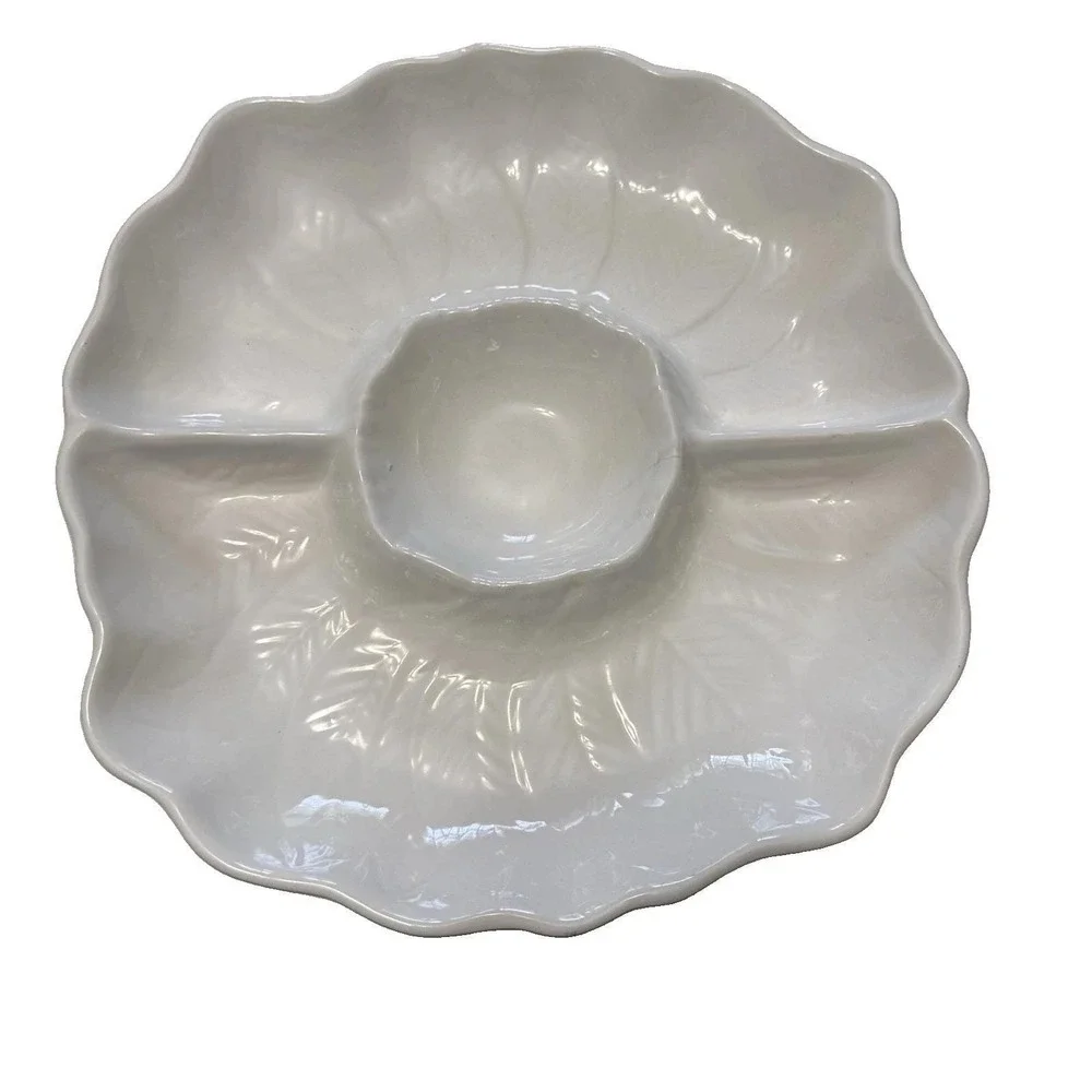 Vintage Japan Stoneware Chip Dip Platter 12