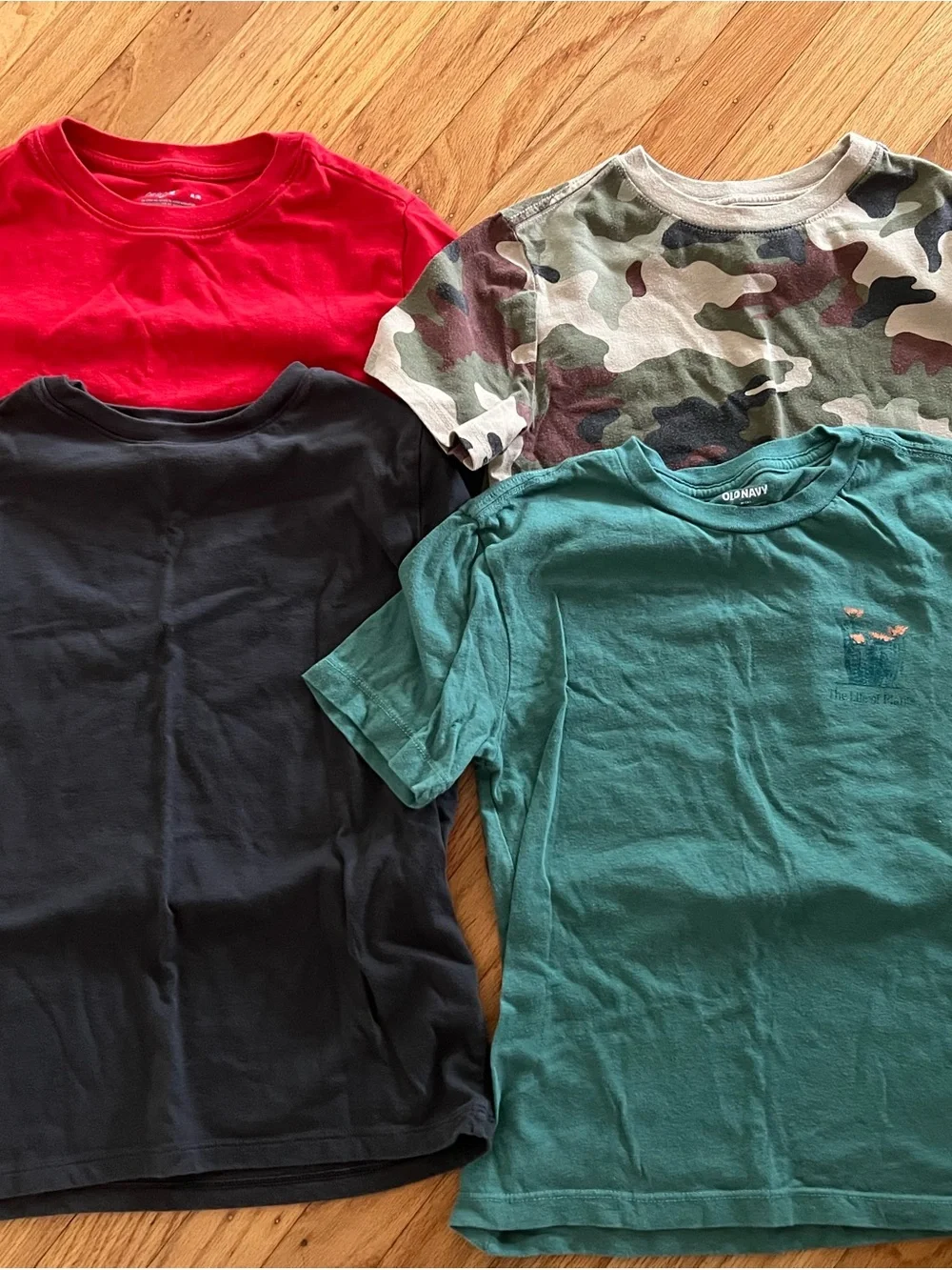 Assorted Kids Shirt Bundle - Red, Black, Camo & Teal