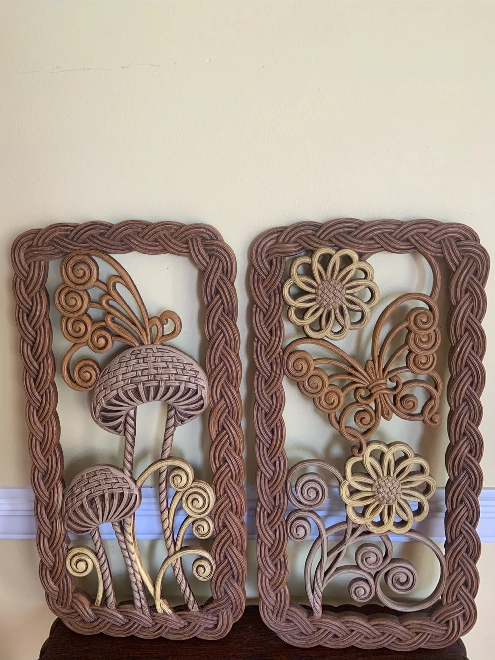 Burwood Vintage Brown Botanical Wall Panels - Set of 2