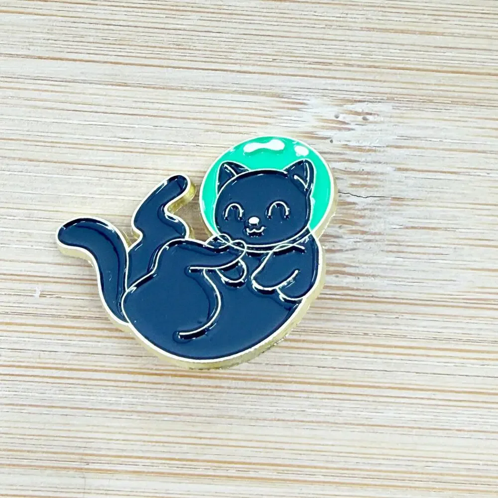 Black Cat Astronaut Soft Enamel Pin