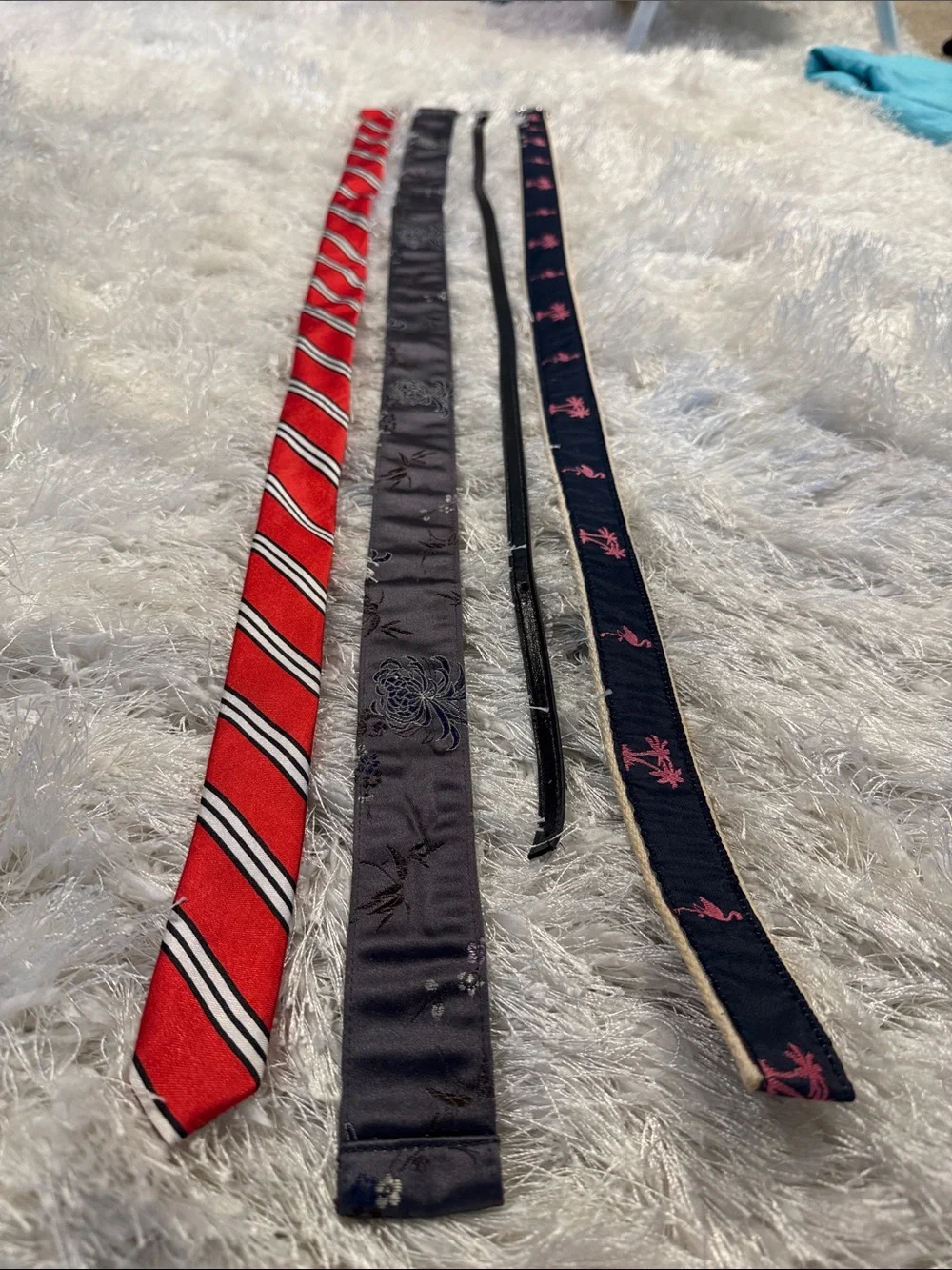 Assorted Women’s Fabric and Leather Belts - Red, Black, Navy & Pink, and Grey
