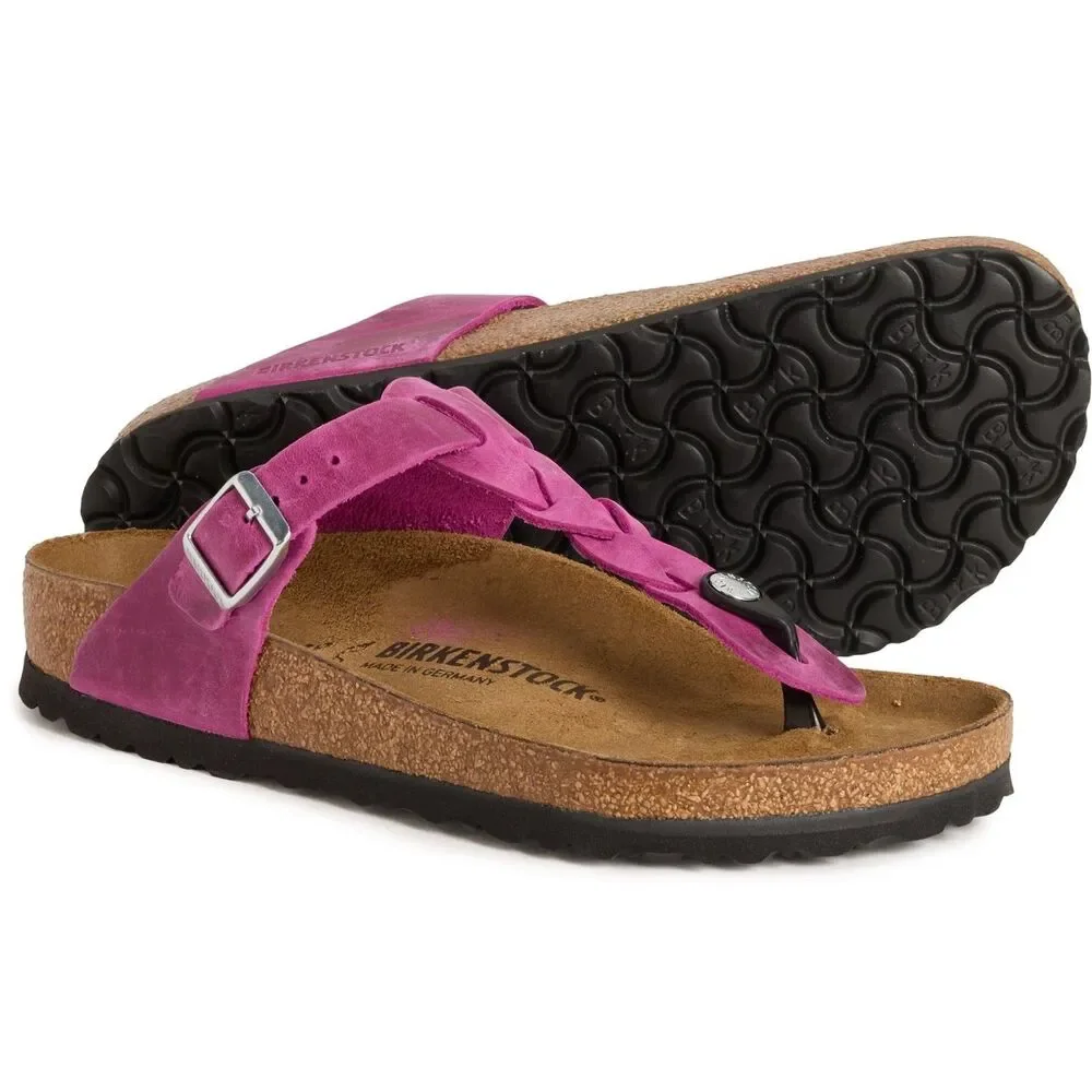 BIRKENSTOCK GIZEH BRAIDED LEATHER SANDALS REGULAR FIT EU 36 FUSCHIA NIB