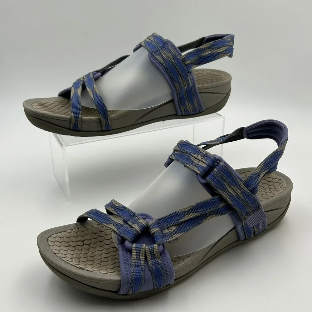 Baretraps‎ Sport Sandals Women 10 Blue Tan Strappy Rebound Comfort Gorpcore