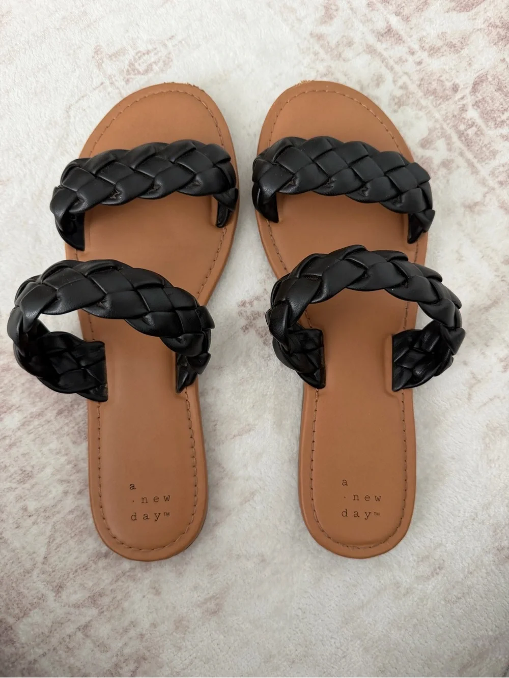 A New Day Lucy Braided Slide Sandals Black Women’s 8