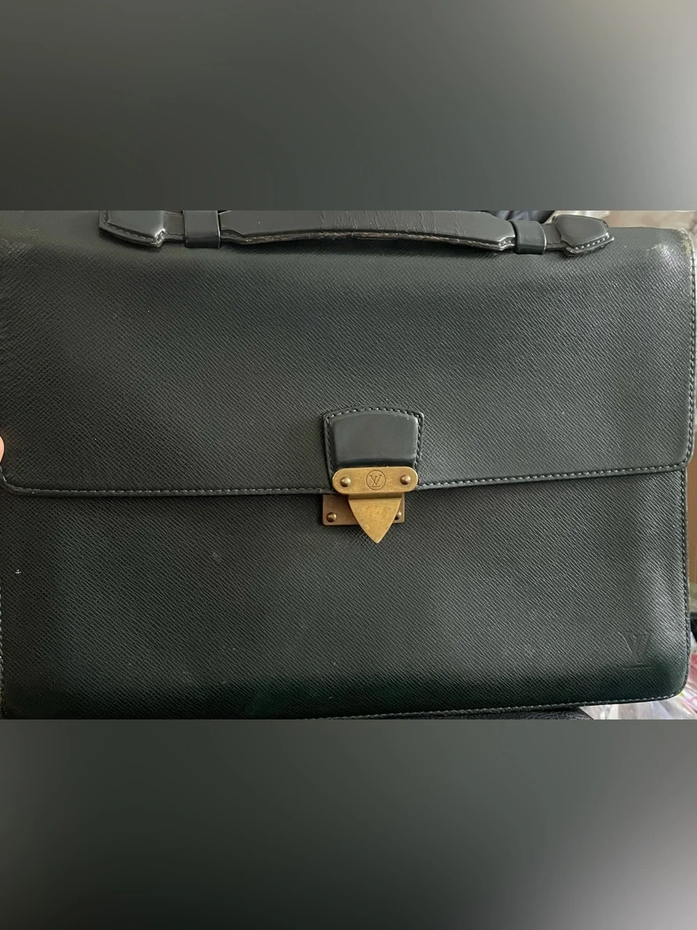 Louis Vuitton Green  Briefcase with Brass Lock