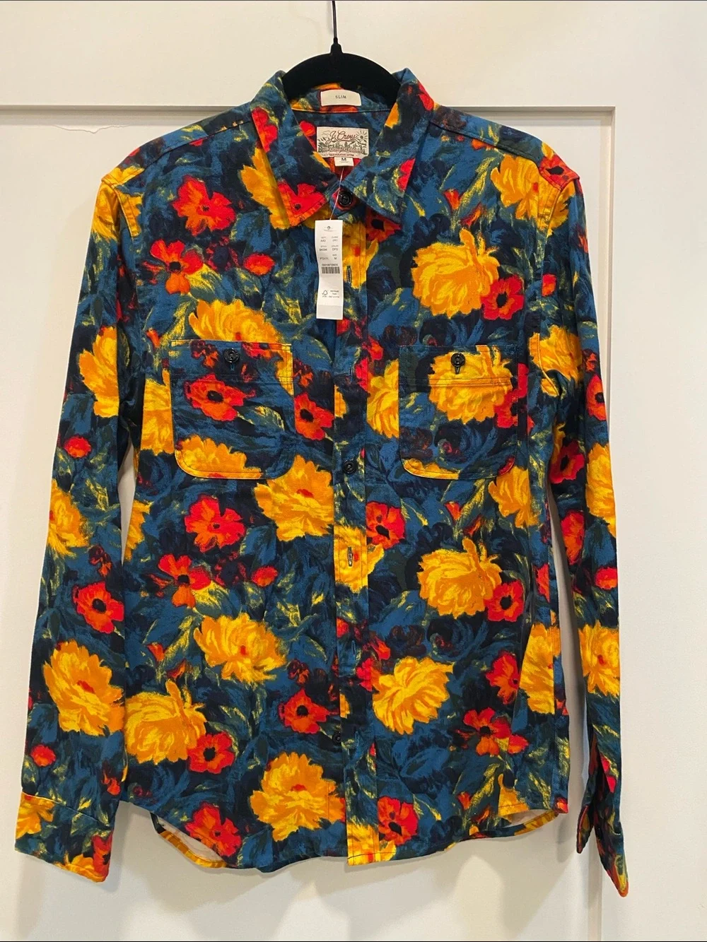 J. Crew mid-weight floral flannel. Slim fit