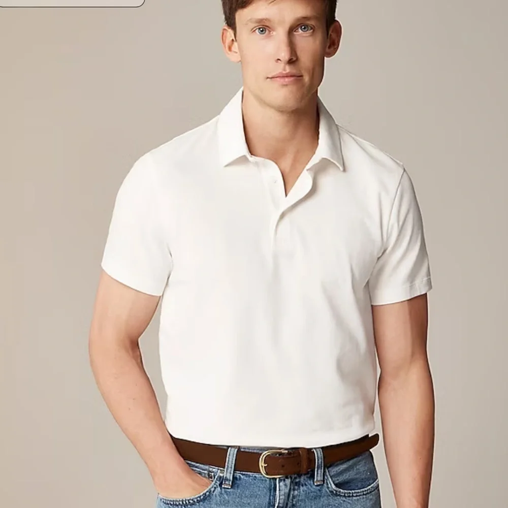 J crew ivory Sueded cotton polo shirt