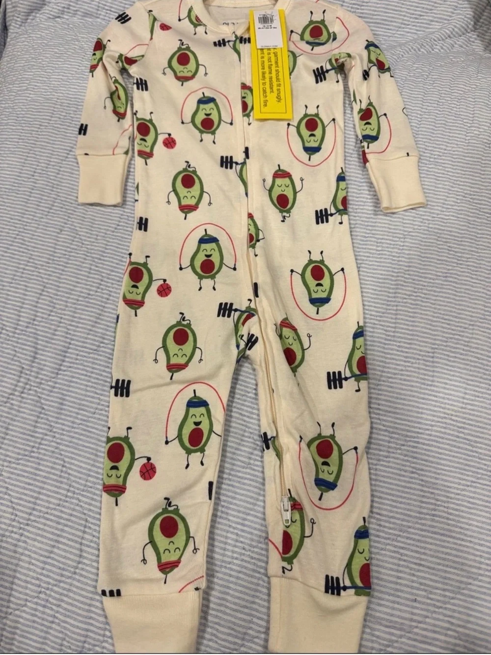 Old Navy Cream Avocado Print Zip-Up Footie Pajamas