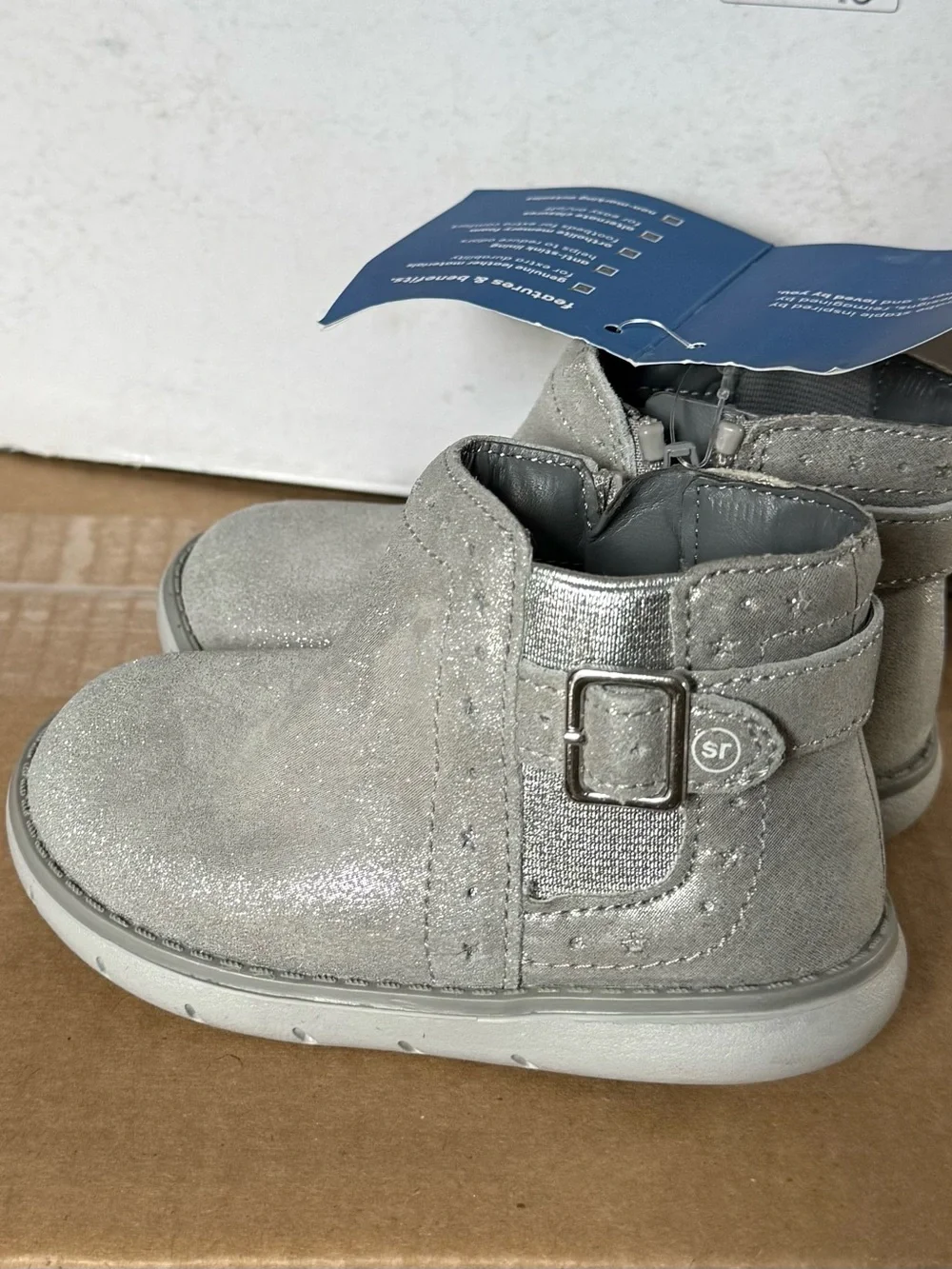 Stride Rite Girls Silver Glitter Ankle Boots